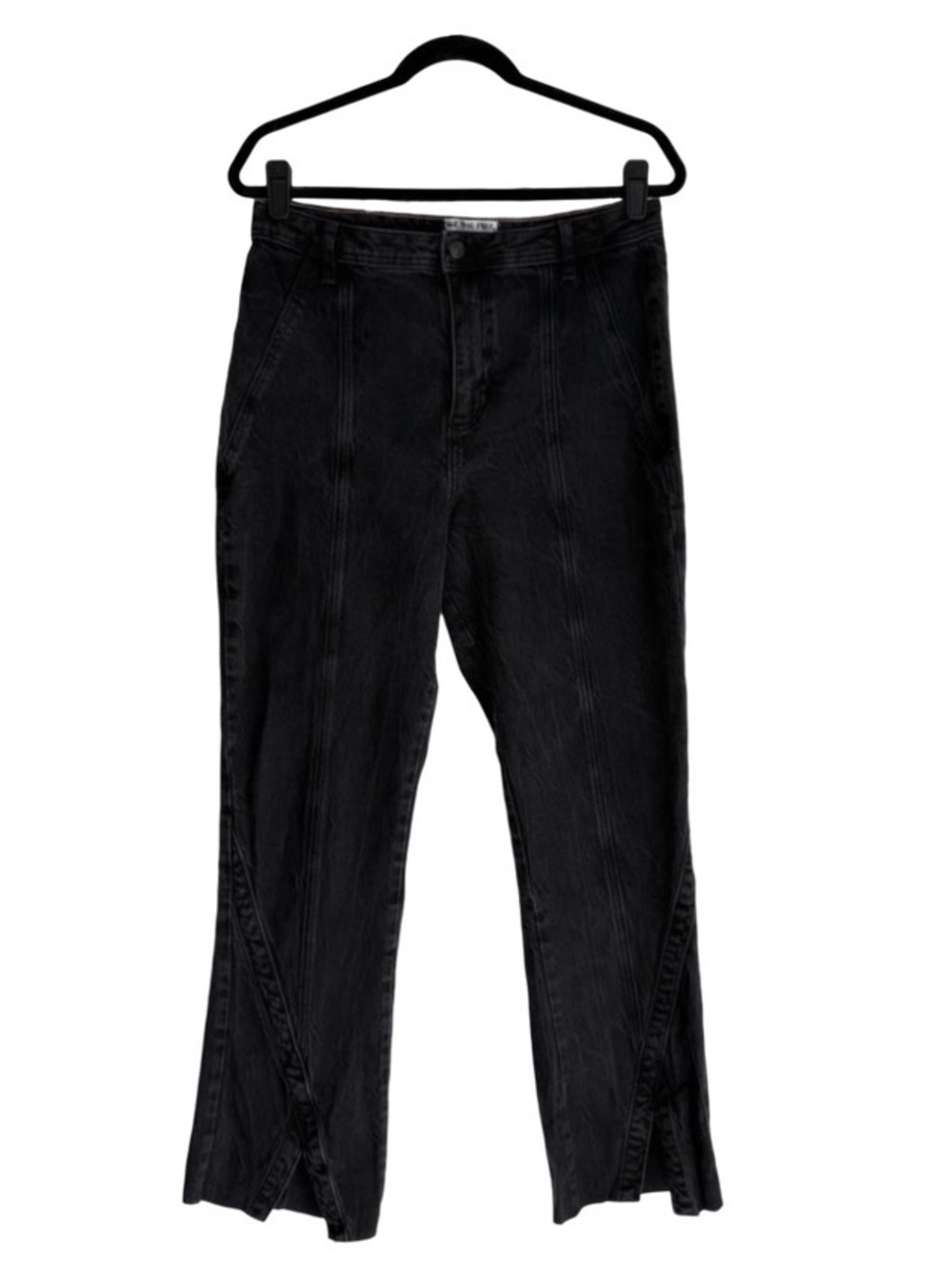 We The Free Wash Black Gray Denim Jeans Free People High Rise Waist Straight leg